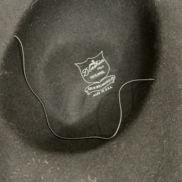 Doeskin 100% wool black feather vintage hat - Picture 6 of 7